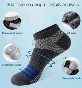 5 Pairs Low Cut Men Socks Breathable Sports Socks Cotton Blend Mens Ankle Socks Anti Odor & Sweat Absorption Short Socks, For Spring Summer Autumn