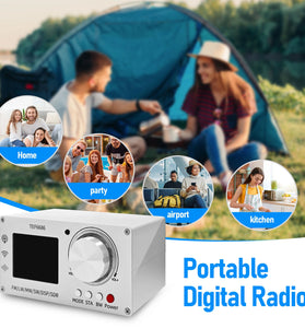 TEF6686 Full Band Digital Radio Receiver Aluminum Alloy FM LW MW SW DSP SDR Portable 2.8 Inch Screen Built in Speaker Rechargeable Battery 99 Station Storage Compact Design