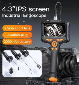 Handheld Car Endoscope Camera 4.3 inch IPS HD Screen Detachable Cable 8mm 2mp Industrial Borescope For Drain Pipe Waterproof