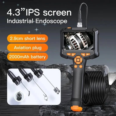 Handheld Car Endoscope Camera 4.3 inch IPS HD Screen Detachable Cable 8mm 2mp Industrial Borescope For Drain Pipe Waterproof