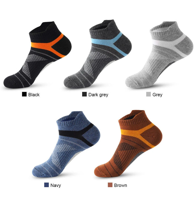 5 Pairs Men's High Quality Breathable Ankle Socks Summer Outdoor Casual Athletic Short Sports Socks for Running Size 38-45 Comfortable