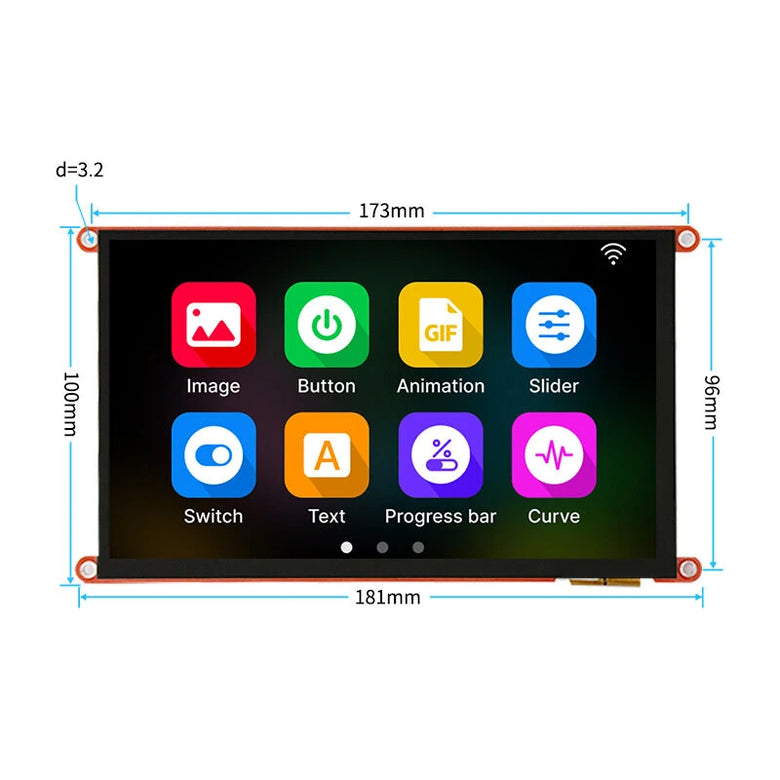 GUITION 7-inch IPS Screen Capacitive Touch or without Touch Display D121BBV 400MHz Support GUITION Upper Layer Software Secondary Development