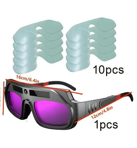 Auto Darkening Welding Goggles Anti-Scratch Large View Welder Glasses for Plasma Cut with 10 Pcs Lenses