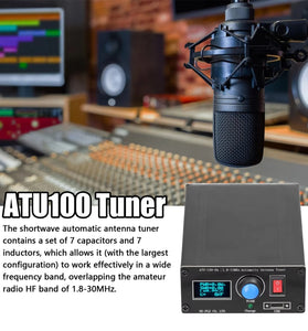 ATU-100-0A 1.8-55MHz Mini Automatic Antenna Tuner 0.91inch OLED Display Aluminum Alloy Outcase with1600MAh Battery