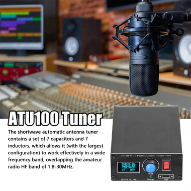 ATU-100-0A 1.8-55MHz Mini Automatic Antenna Tuner 0.91inch OLED Display Aluminum Alloy Outcase with1600MAh Battery