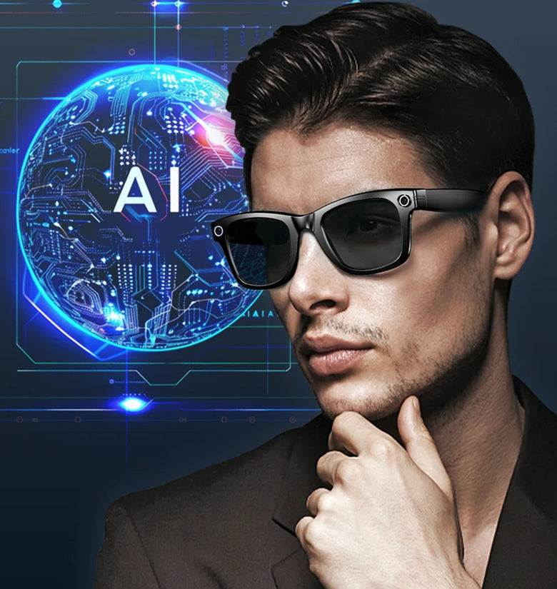 W610 AI Smart Glasses with HD Camera 8MP 32MP Interpolated WiFi bluetooth Call 3D Stereo Surround Sound Dual Noise Cancelling 35g IP65 Waterproof Smart Audio Glasses