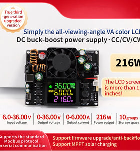 Sinilink XY3606B DC Adjustable Power Supply 6-36V 0-6A 216W Buck Boost Converter Constant Voltage Current MPPT Solar Charging Module