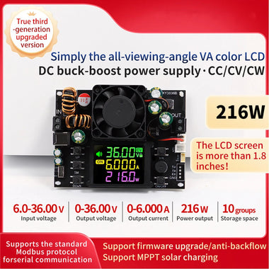 Sinilink XY3606B DC Adjustable Power Supply 6-36V 0-6A 216W Buck Boost Converter Constant Voltage Current MPPT Solar Charging Module