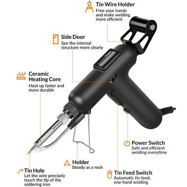 80W Automatic Soldering Iron Kit 110V 220V with Ceramic Heater Quick Heating Solder Gun for Electronics Repair and DIY Projects
