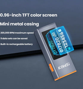 KOWSI Digital Laser Tachometer Non-Contact RPM Meter 0.96 Inch TFT 300-200000 RPM Type-C 0.8s Sampling Infrared Sensor 5mW Laser Digital Stroboscope Aluminum Alloy Case