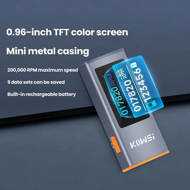 KOWSI Digital Laser Tachometer Non-Contact RPM Meter 0.96 Inch TFT 300-200000 RPM Type-C 0.8s Sampling Infrared Sensor 5mW Laser Digital Stroboscope Aluminum Alloy Case