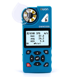 OWON OWM5500 Smart Anemometer 7 Types of Measurements 8000 Sets Data Storage USB Type-C Rechargeable Lithium Battery Energy Efficient APP Remote Control Data Analysis