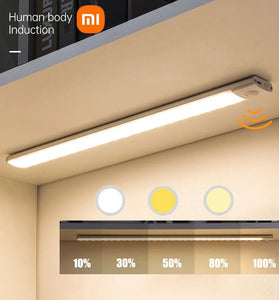 Motion Sensor Light Rechargeable Night Light Super Thin Tri-Color 10/20/30/40cm Magnetic Adhesive Installation for Cabinets Wardrobes Warm Daylight