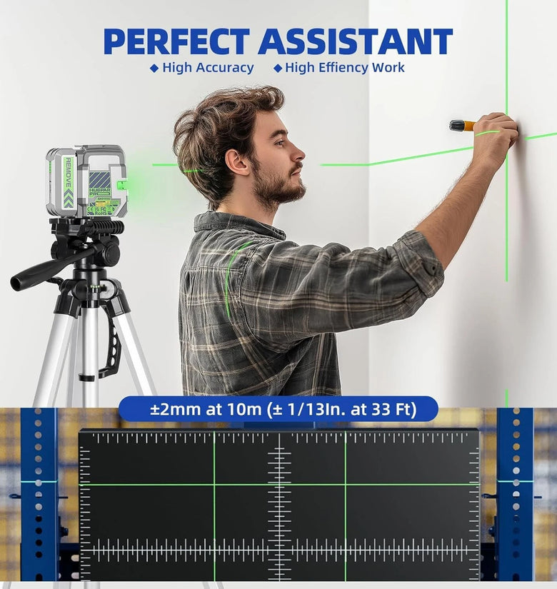 Huepar Pro GK011SG Self Leveling Laser Level Green Cross Line 505-520nm Rechargeable Battery 30m Range Pulse Mode IP54 Waterproof Construction Tool