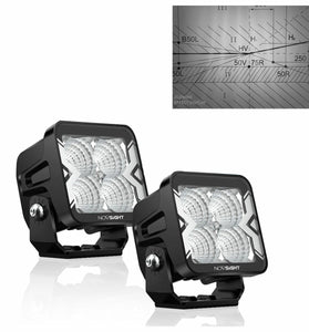 NOVSIGHT 2PCS 3 Inch Flood Beam Light LED Pod Light Square Cube Lamp IP68 Waterproof for Truck ATV UTV SUV  Boat Car