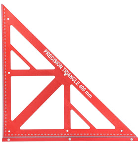 16 Inch 400mm Woodworking Triangle Measuring Ruler Aluminum Alloy Red High Precision 90/45 Degree Angle Clear Metric Scale for Measuring Drawing