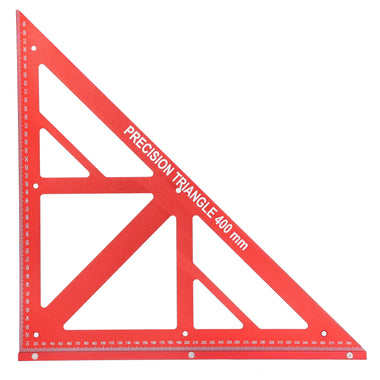 16 Inch 400mm Woodworking Triangle Measuring Ruler Aluminum Alloy Red High Precision 90/45 Degree Angle Clear Metric Scale for Measuring Drawing