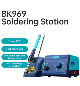 BK969 90W Soldering Iron Station with Ceramic Heating Core Rapid Fast Temperature Recovery Precise Control Safety Earth-Leakage Protection Ergonomic Handle for Efficient Accurate Welding