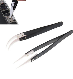 Ceramic Reverse Tweezers Non Conductive Anti-Static Heat Resistant Tweezers Big Curved/Straight Tweeze