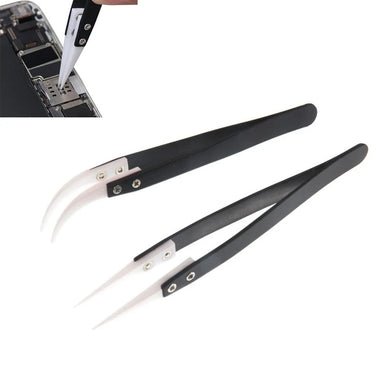 Ceramic Reverse Tweezers Non Conductive Anti-Static Heat Resistant Tweezers Big Curved/Straight Tweeze