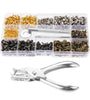360Pcs/Set Leather Rivets Double Cap Rivet Tubular Metal Studs 1 Sizes with Punch Pliers and 3 Pieces Setting Tool Kit for Leather Craft Repairs Decoration
