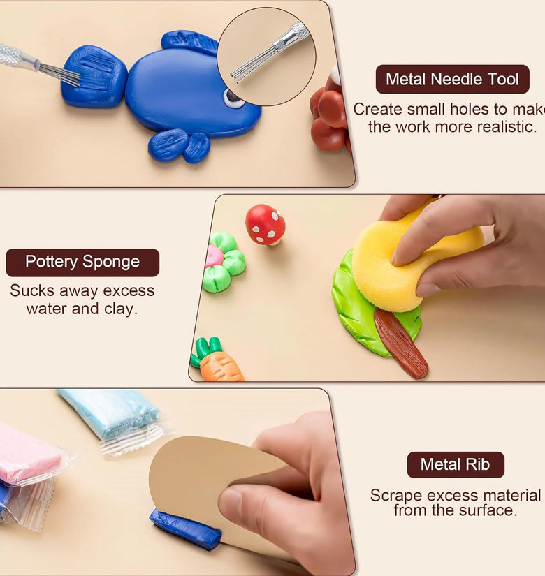 27pcs Clay Tools Kit Pottery Tools High Quality Wood and Stainless Steel Sculpting Kit Multi Functional Polymer Clay Tools Air Dry Clay Set