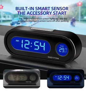 Mini Electronic Car Clock Watch Dashboard Clock Night Light Temperature LCD Backlight Digital Display Time Watch Auto Dashboard Clocks Luminous Thermometer