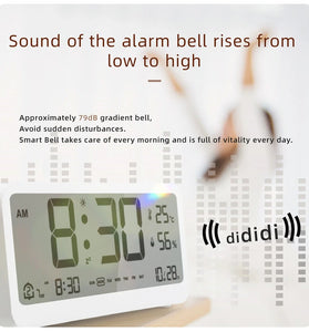 MK8001 LCD Digital Alarm Clock Night Light Electronic Clock Temperature Humidity Calendar Week Display Intelligent Bedroom Clocks
