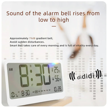 MK8001 LCD Digital Alarm Clock Night Light Electronic Clock Temperature Humidity Calendar Week Display Intelligent Bedroom Clocks