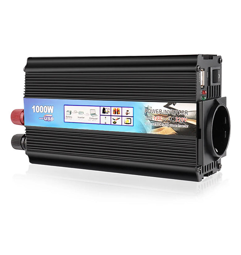 1000W Car Power Inverter 12V to 220V Converter DC to AC Inverter EU Plug Efficient Heat Dissipation for Outdoor Home Car