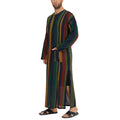 INCERUN Mens Striped Button Long Sleeve Long Shirt Cotton Linen Baggy Full Length Robe Casual Daily Retro Colorful Striped Robe for Men Plus Size, Spring Fall