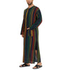 INCERUN Mens Striped Button Long Sleeve Long Shirt Cotton Linen Baggy Full Length Robe Casual Daily Retro Colorful Striped Robe for Men Plus Size, Spring Fall