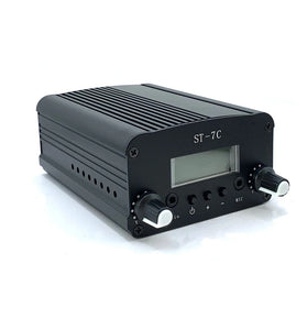 1/7W 76-108MHZ FM Broadcast Transmitter for Radio Station Stereo PLL with Power Supply with Small Antenna Kit