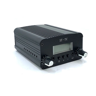 1/7W 76-108MHZ FM Broadcast Transmitter for Radio Station Stereo PLL with Power Supply with Small Antenna Kit