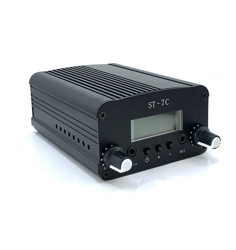 1/7W 76-108MHZ FM Broadcast Transmitter for Radio Station Stereo PLL with Power Supply with Small Antenna Kit