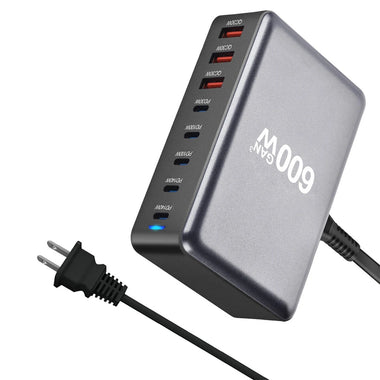 [GaN Tech]Bakeey YMX-600W 600W 8-Port USB PD Charger 5USB-C+3USB-A QC PD3.1 Fast Charging Desktop Charging Station EU Plug US Plug for iPhone 16 15 Plus 14 13 12 Pro for Huawei Mate XT for Xiaomi 15pro for Oppo A5 Pro
