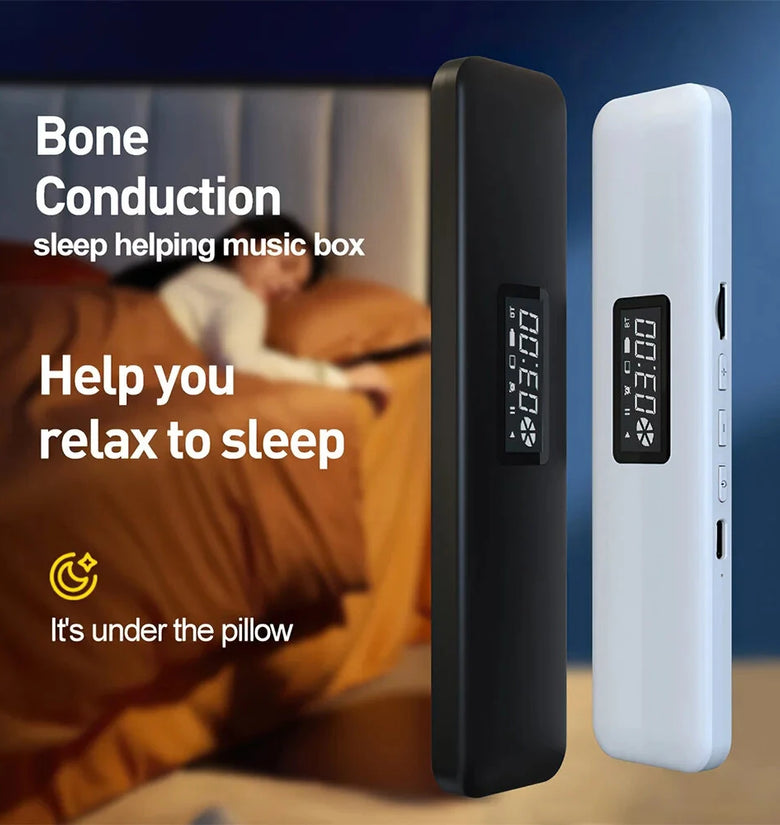 Under Pillow bluetooth Speaker Pocket Bone Conduction Sound Box HiFi Stereo LED Digital Display Support TF Card Playback White Noise Sleep-improval Wireless Soundbar