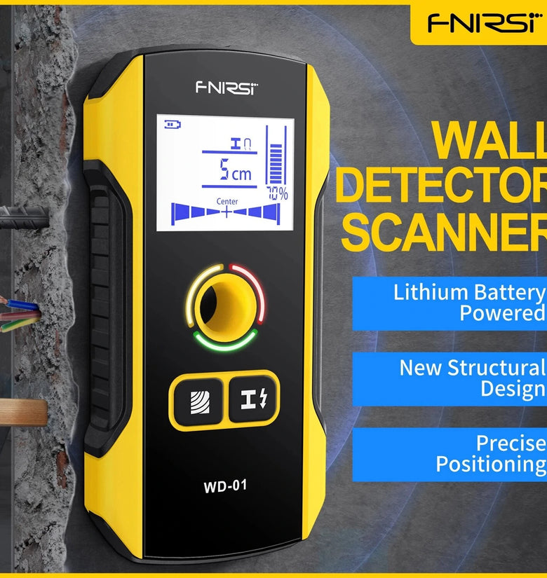 FNIRSI WD-01 Metal Detector Wall Scanner with Newly Designed Positioning Hole for AC Live Cable Wires Metal Wood Stud Find