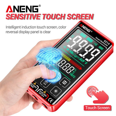 ANENG 621A 9999 Counts Auto Range Full-screen Touch Smart Digital Multimeter Rechargeable DC/AC Voltage Current Tester Meter