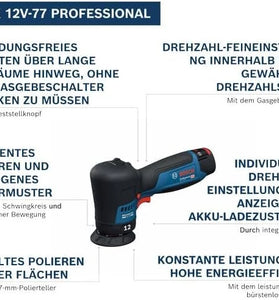 GPX 12V-77 Cordless Random Orbital Sander 12V Brushless Motor 77mm Sanding Disc Professional Sanding Tool Woodworking Auto Refinishing