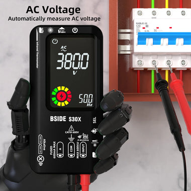 BSIDE S30X Infrared Temperature Multimeter DC/AC Voltage Resistance Capacitance Frequency Tester with Dual Power Option Best Multifunction Tool for Professionals