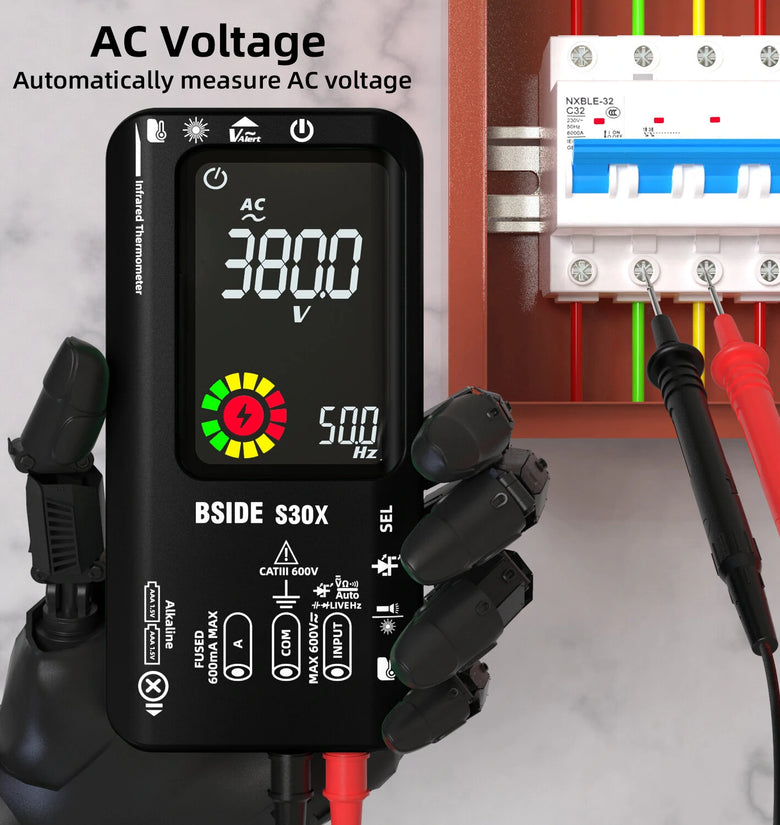 BSIDE S30X Infrared Temperature Multimeter DC/AC Voltage Resistance Capacitance Frequency Tester with Dual Power Option Best Multifunction Tool for Professionals