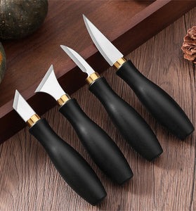 4pcs Woodworking Carving Tool Kit Stainless Steel Blade Ergonomic Handle Professional Detail Cutter Razor Sharp Knife Set