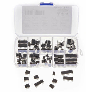 85pcs 10 Types Integrated Circuit Chip IC Chips Assortment Kit OPAMP Single Precision Timer PWM Including LM324 LM358 LM386 LM393 UA741 NE5532 NE555 PC817 ULN2003 ULN2803