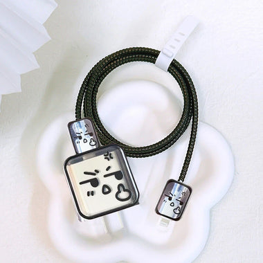 Fracture-resistance Charger Protector Case for iPhone 15 14 13 12 Pro Max Charger Shell USB Cable Cover Charging Data Cord Winder Wrap