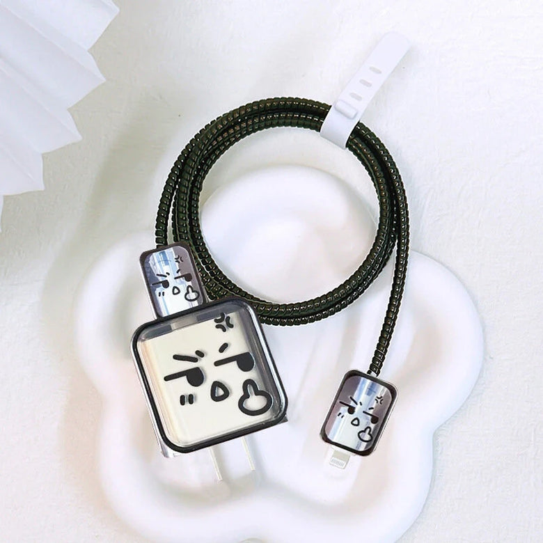 Fracture-resistance Charger Protector Case for iPhone 15 14 13 12 Pro Max Charger Shell USB Cable Cover Charging Data Cord Winder Wrap