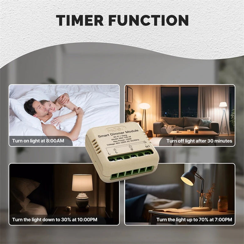 MoesHouse Tuya WiFi Intelligent Dimmer Switch Module Portable Home Automation DIY Switch Compatible with Alexa Google Assistant