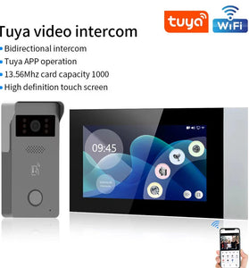 TD-D2ICR36W Tuya 1080P 2-Wire Analog IP Video Intercom Kit 7 inch Color Touch Screen Wireless Wifi Doorbell RFID Access Control System EU Plug