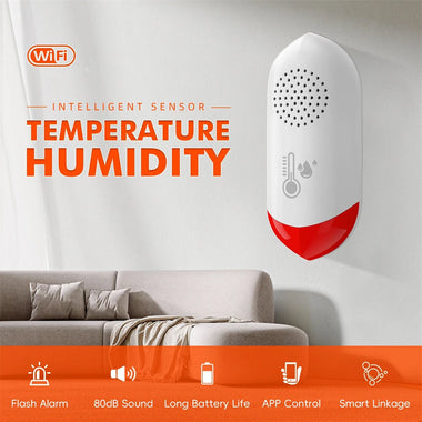 Tuya Smart WiFi Temperature Humidity Sensor 80dB Sound Light Alarm 180 Days Standby Smart Life App Remote Monitoring for Smart Home