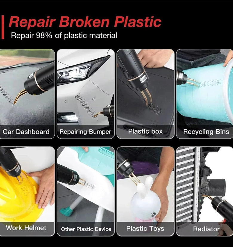 200W Hot Stapler Plastic Welding Machine Rechargeable 5000mAh Battery Fast Heating Multifunctional Bumper Repair Kit for Car and Motorcycle